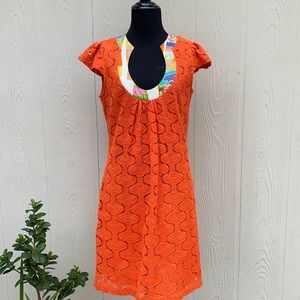 TRINA TURK ORANGE CROCHET  DRESS